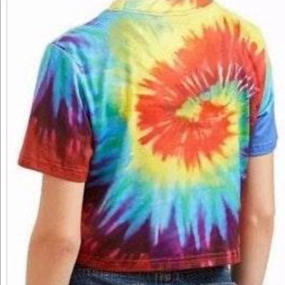 SHEIN rainbow tie-dye crop top- SML - Picture 2 of 7